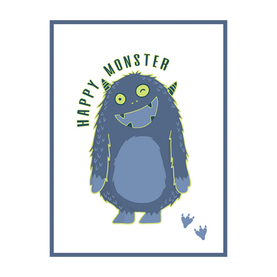 4MURS Toile embellie Cute monster Bleu