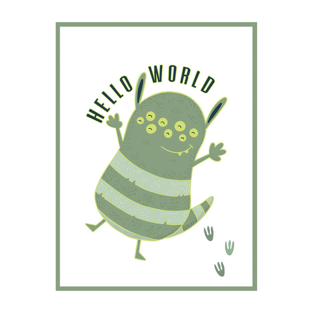 4MURS Toile embellie CUTE MONSTER 30 x 40 cm vert