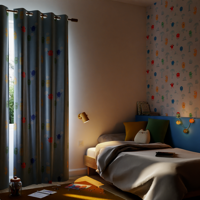 4MURS Rideau occultant CUTE MONSTER multicolore 140 x 250 cm