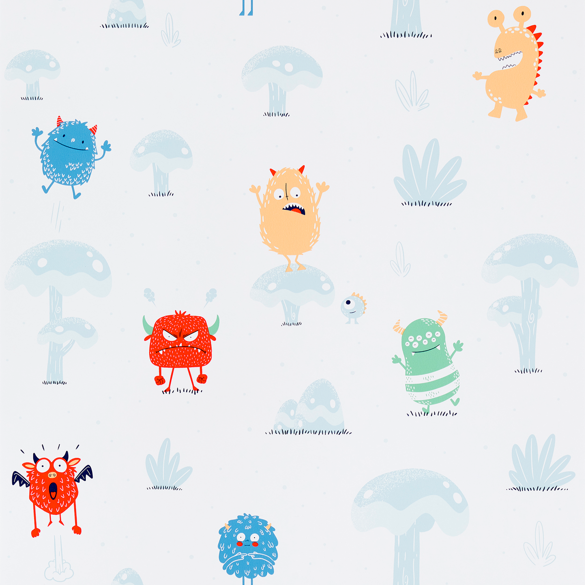 4MURS Papier peint intissé Cute monster Multicolore