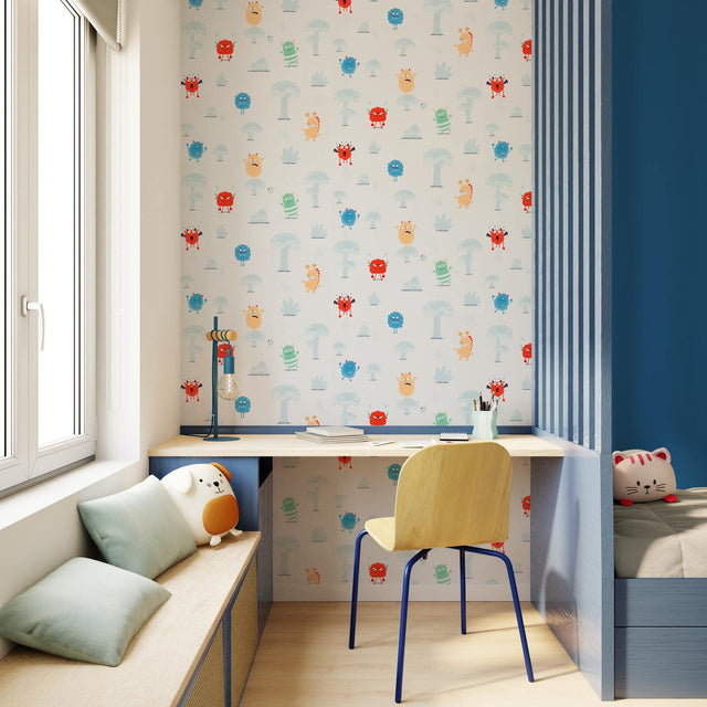 4MURS Papier peint intissé CUTE MONSTER coloris multicolore