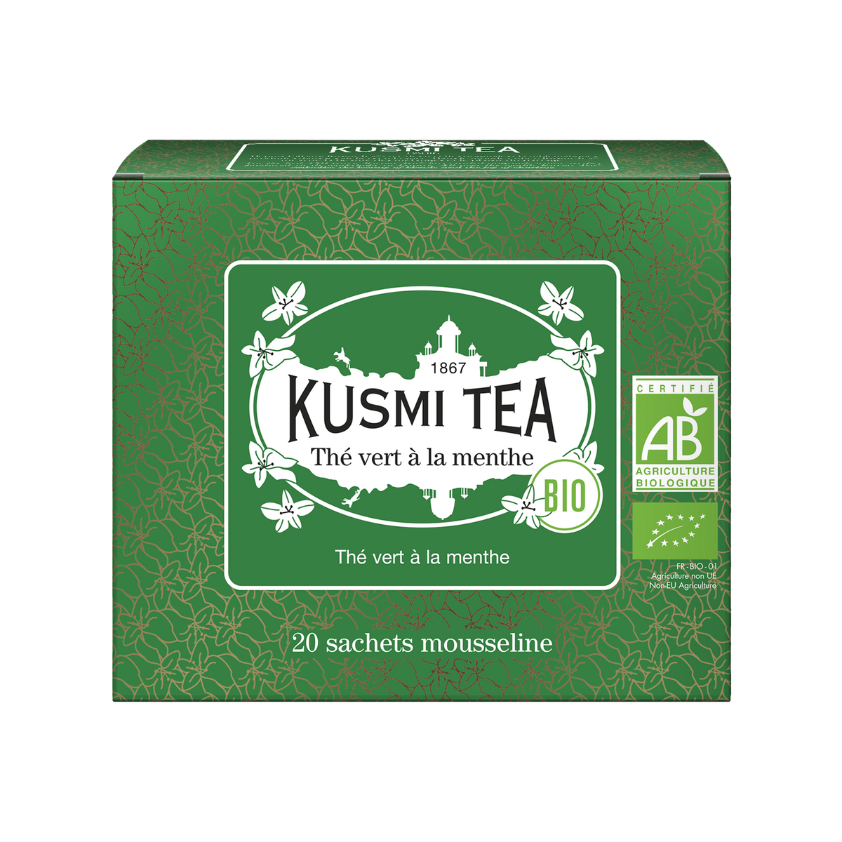 KUSMI TEA Thé vert en sachet Menthe bio 100G