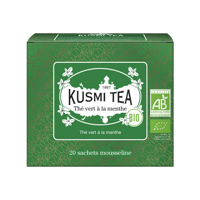 KUSMI TEA Thé vert en sachet MENTHE BIO