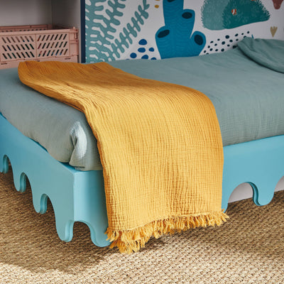 Plaid gaze de coton Ocra Ocre