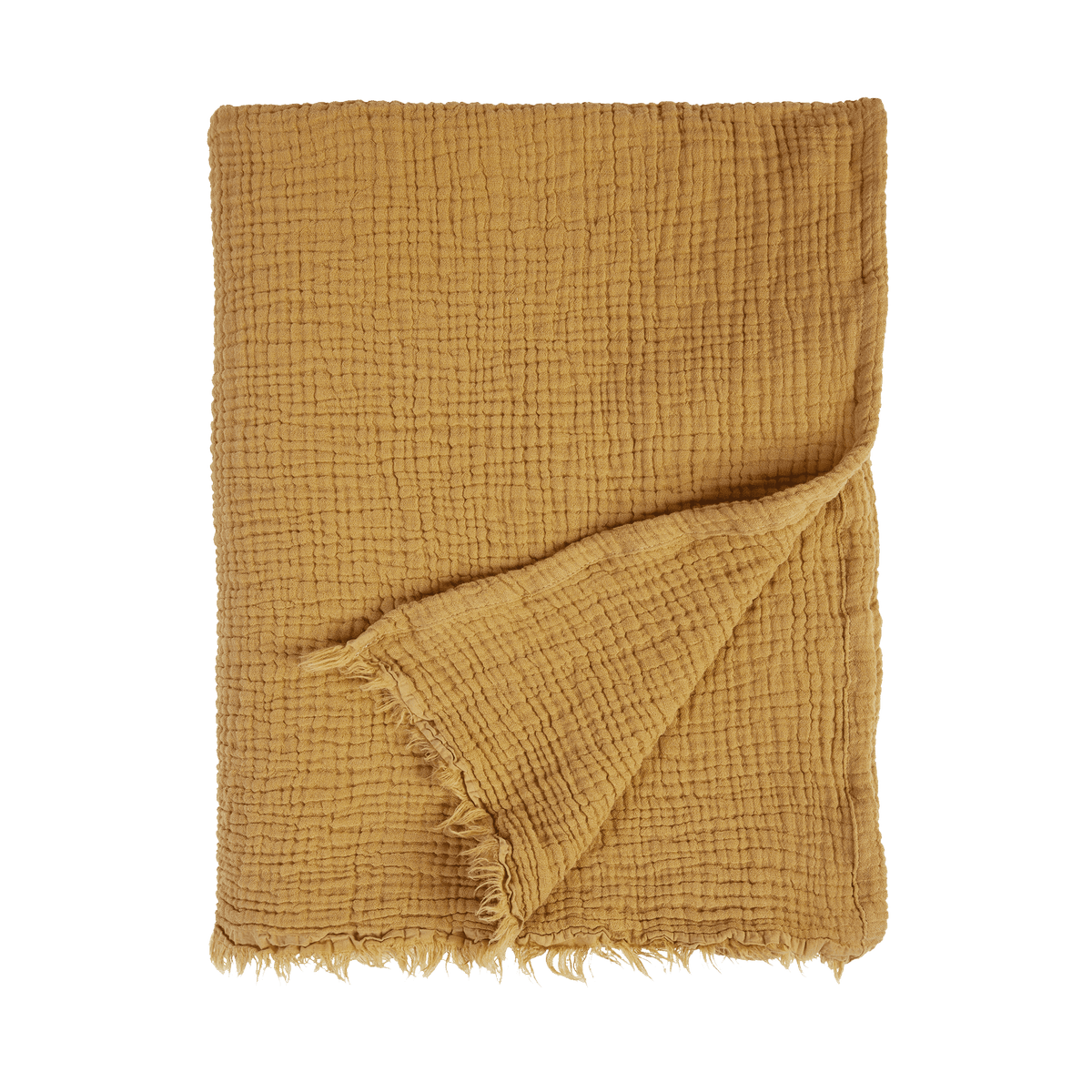 Plaid gaze de coton Ocra Ocre