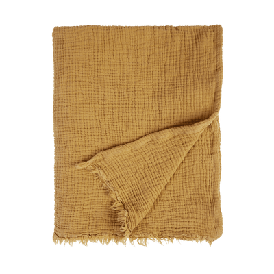 Plaid gaze de coton Ocra Ocre