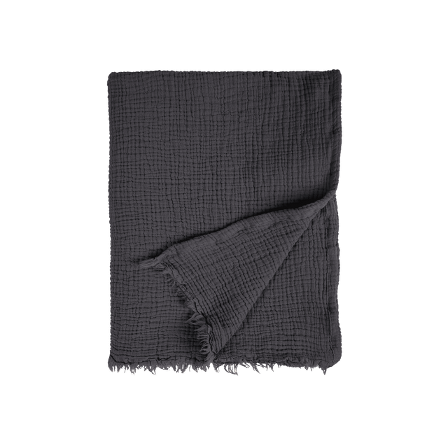 Plaid gaze de coton DIANA coloris ébène