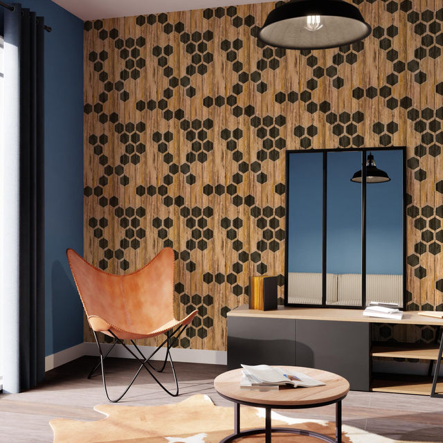 Papier peint intissé TAYLOR coloris bois brut