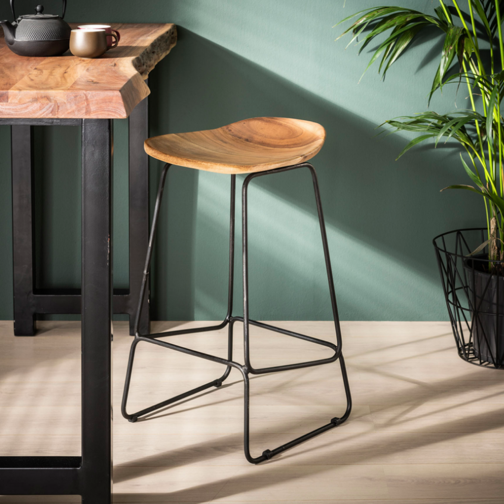 Tabouret de plan de travail Liam Acacia 1 place