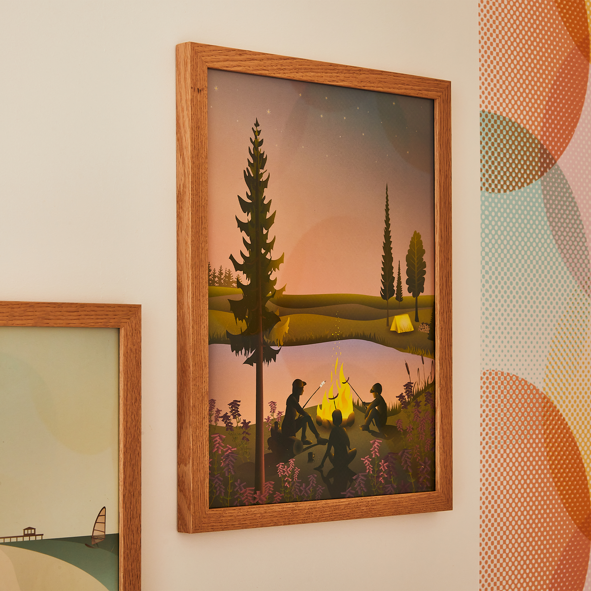 VISSEVASSE Affiche Campfire Vert et rose