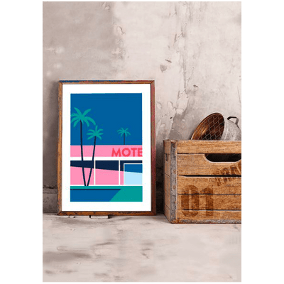 SERGEANTPAPER Affiche Palm spring hotel a3 Bleu, rose et vert