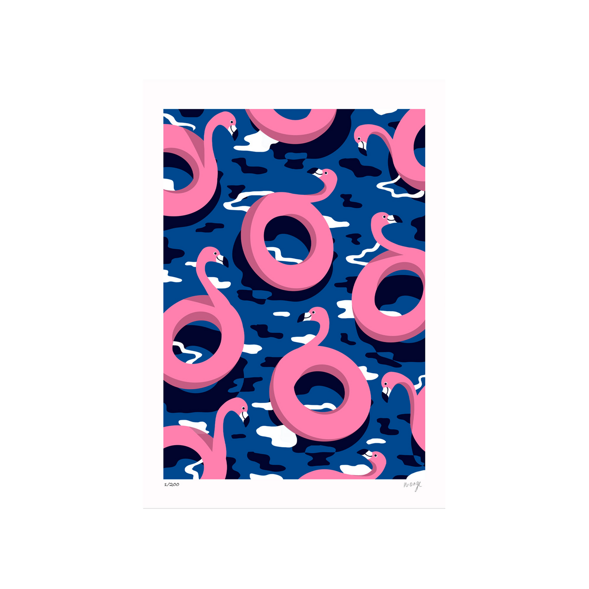 SERGEANTPAPER Affiche Flamingo party 2 a3 Bleu et rose