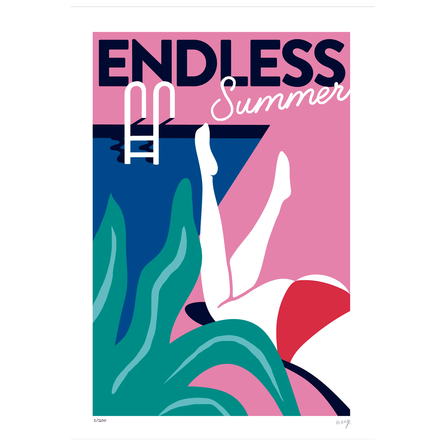 SERGEANTPAPER Affiche Endless summer Rose, vert et bleu