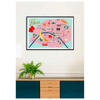 SERGEANTPAPER Affiche Map de paris Rose et bleu