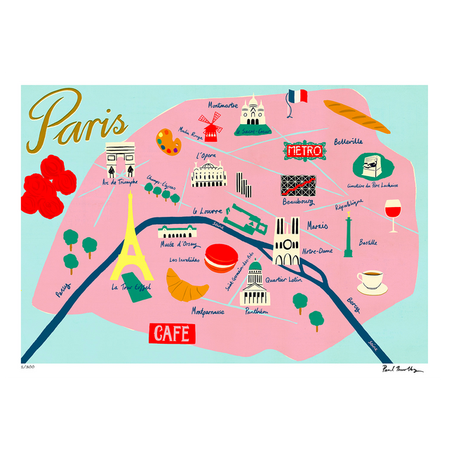 Sergeant Paper Affiche MAP DE PARIS 50 x 70 cm