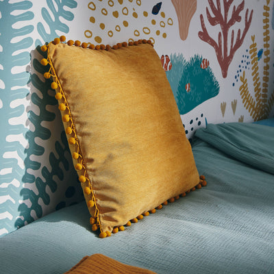 Coussin Bommel Ocre