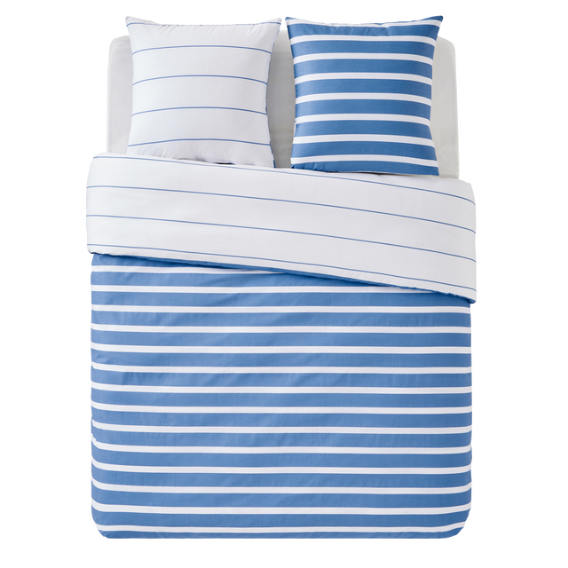 Parure de lit en toile de coton STRIPES bleu 260 x 240 cm