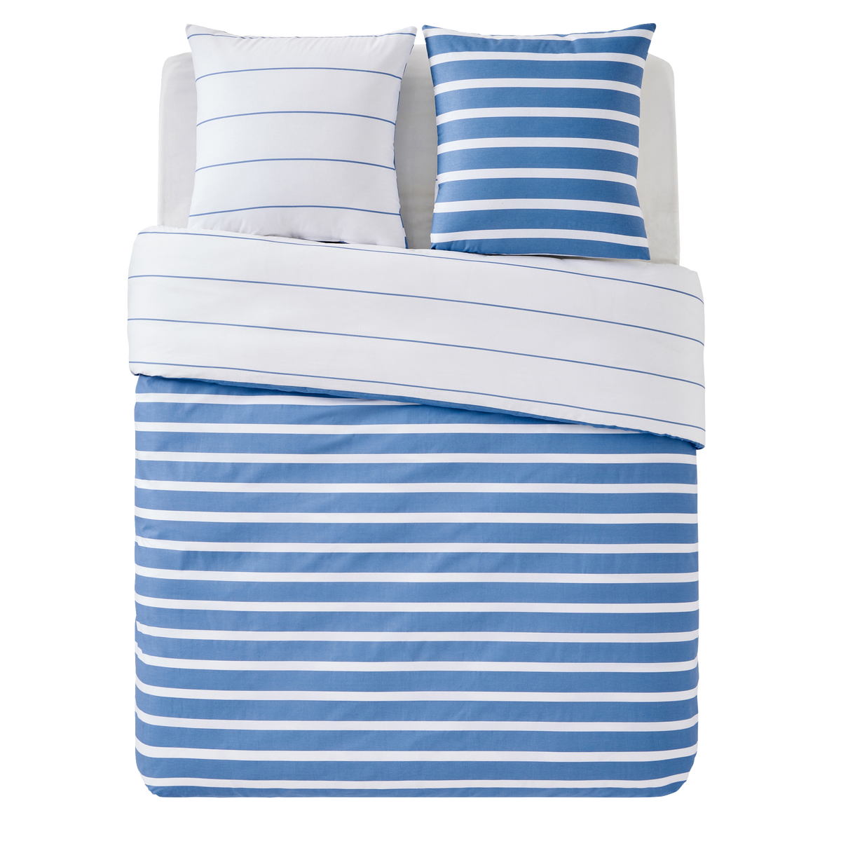 Parure de lit en toile de coton Stripes Bleu