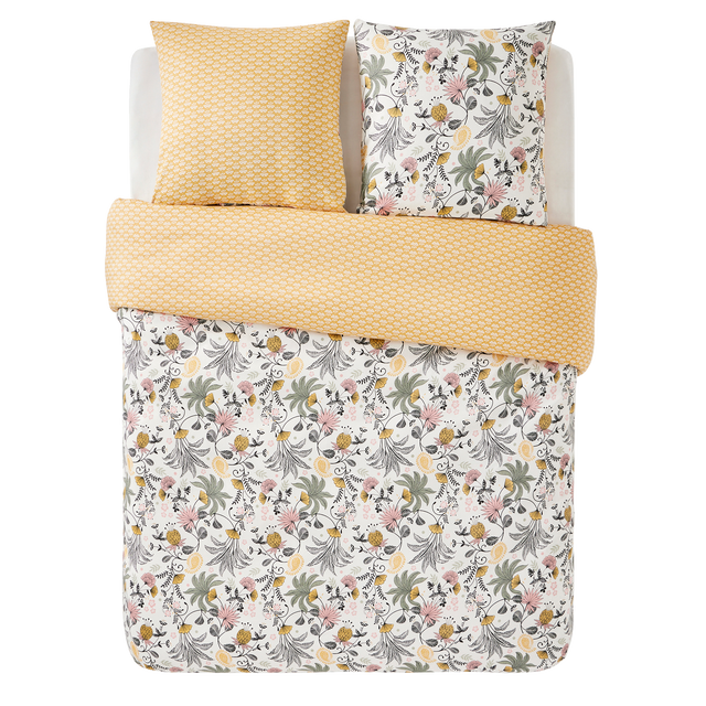 Parure de lit satin bio WAYAN coloris ocre 260 x 240 cm