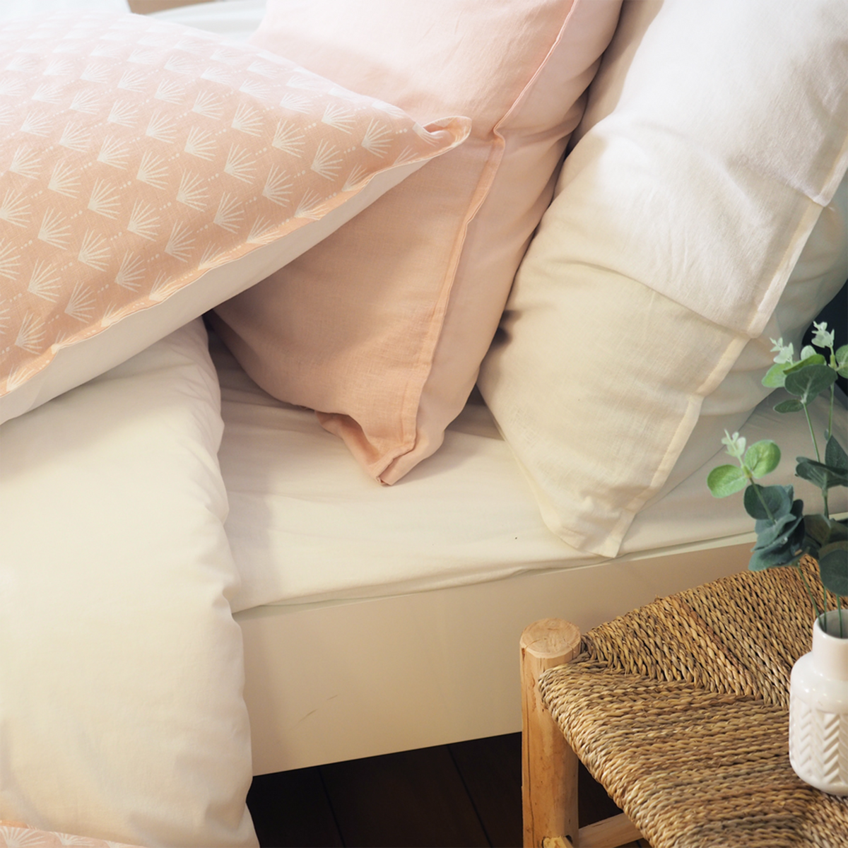 Parure de lit lin et coton lavé Evi Rose