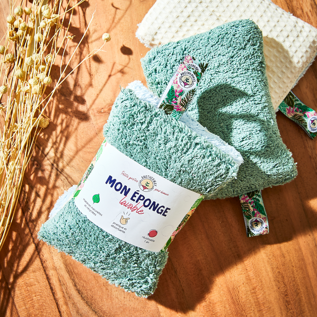 ANOTHER WAY Eponge DUO coloris Blanc et vert