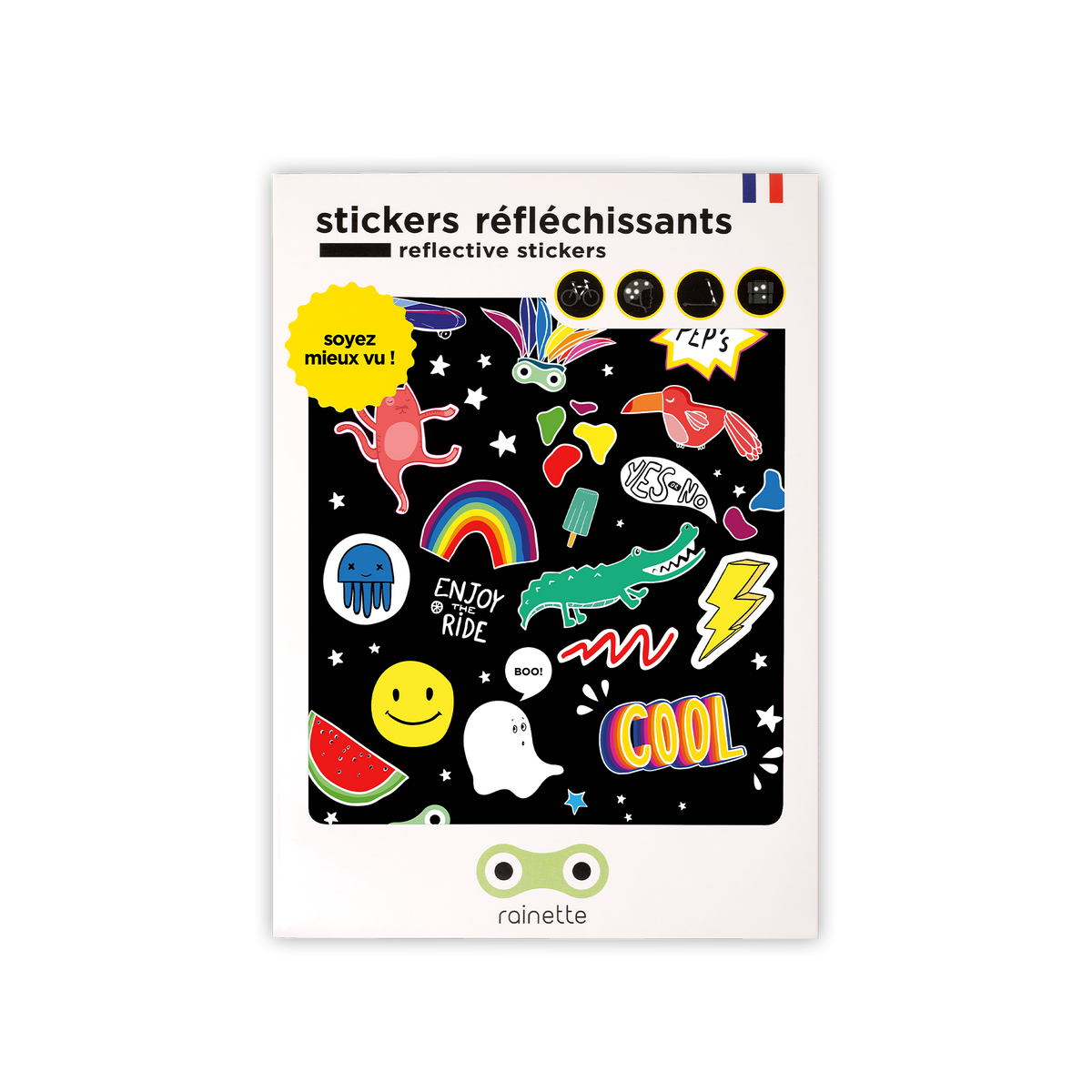 RAINETTE Accessoire de vélo Stickers réfléchissants peps Multicolore