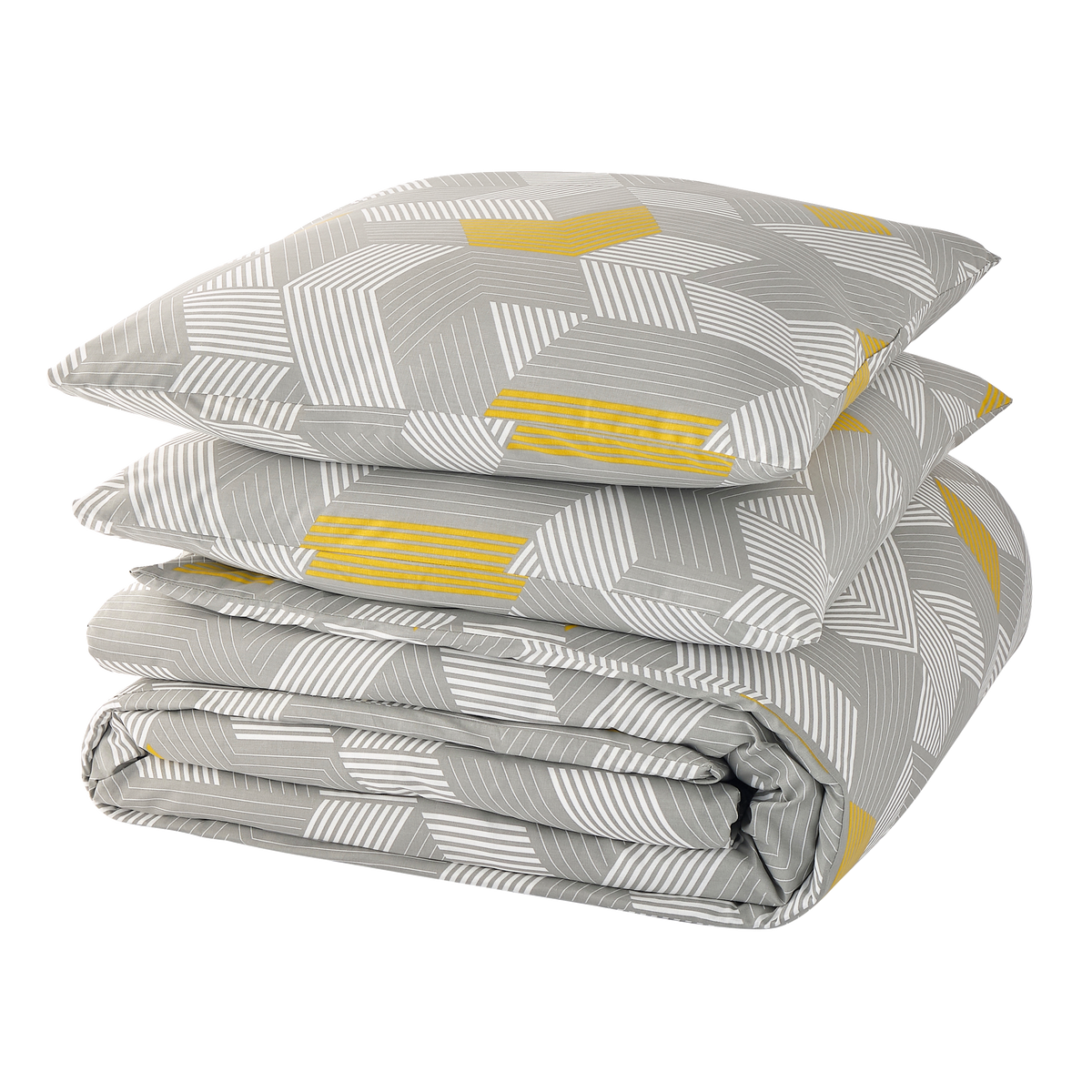 Parure de lit en toile de coton Alu big Gris/jaune