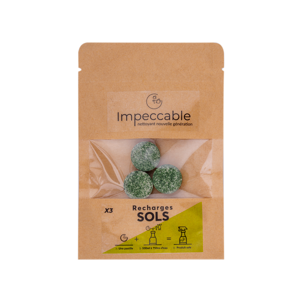 IMPECCABLE Produit d'entretien Pastilles sol Papier craft 15G