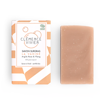 CLÉMENCE & VIVIEN Savon à froid La vahiné Argile rose et ylang 100G