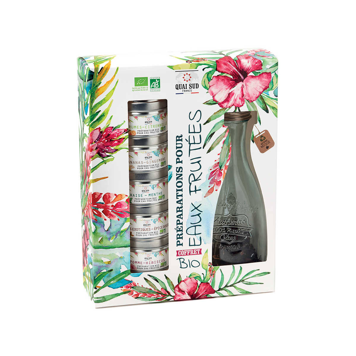 QUAI SUD Coffret Préparation bio pour eaux fruitées 88G