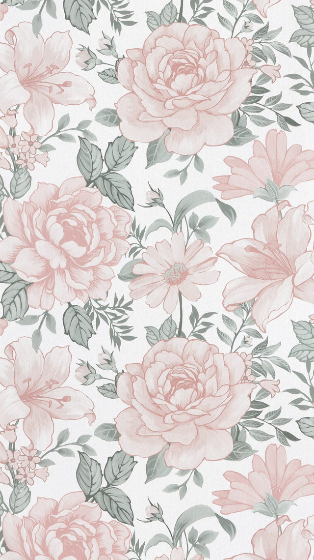 Papier peint intissé EDEN CAMELIA coloris rose poudré