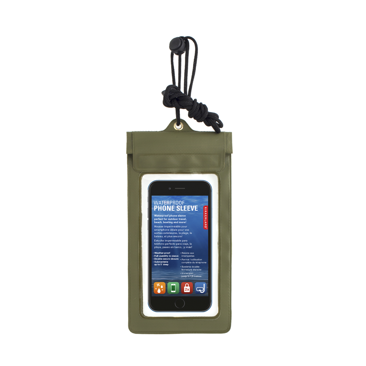 KIKKERLAND Porte-téléphone Pochette pour smartphone waterproof Vert