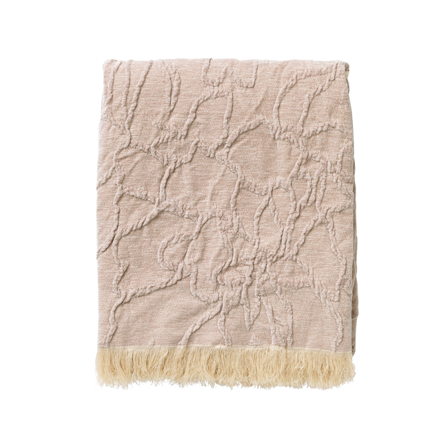 Plaid franges EDEN coloris beige