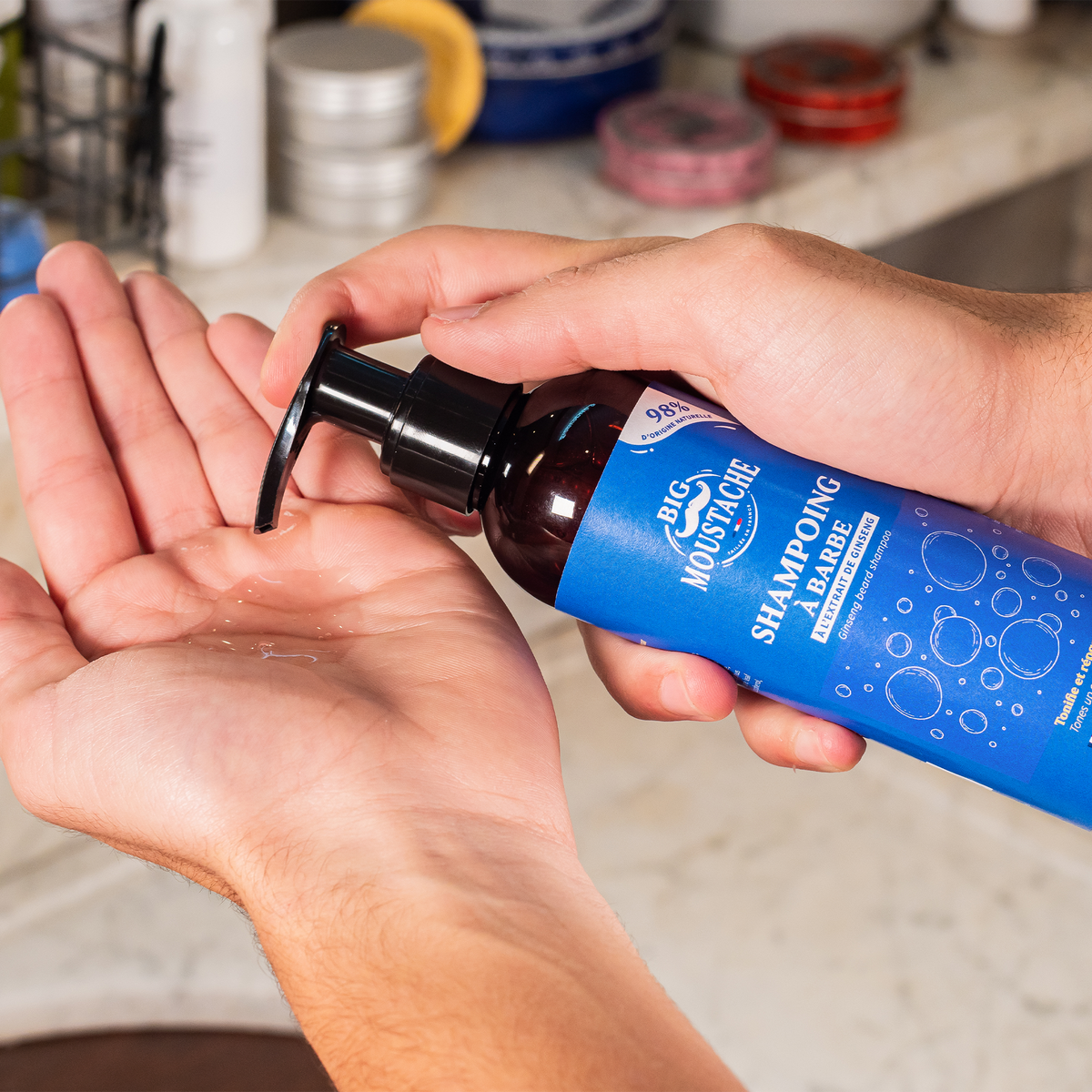 BIG MOUSTACHE Soin barbe Shampoing Bleu 200ML