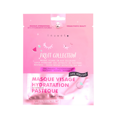 INUWET Masque tissu Visage hydratant Rose Pasteque 30ML