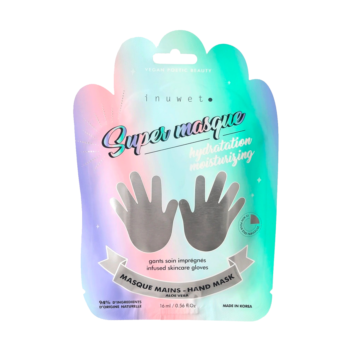 INUWET Masque tissu Mains douces – hydratation Multicolore Aloe vera 16ML