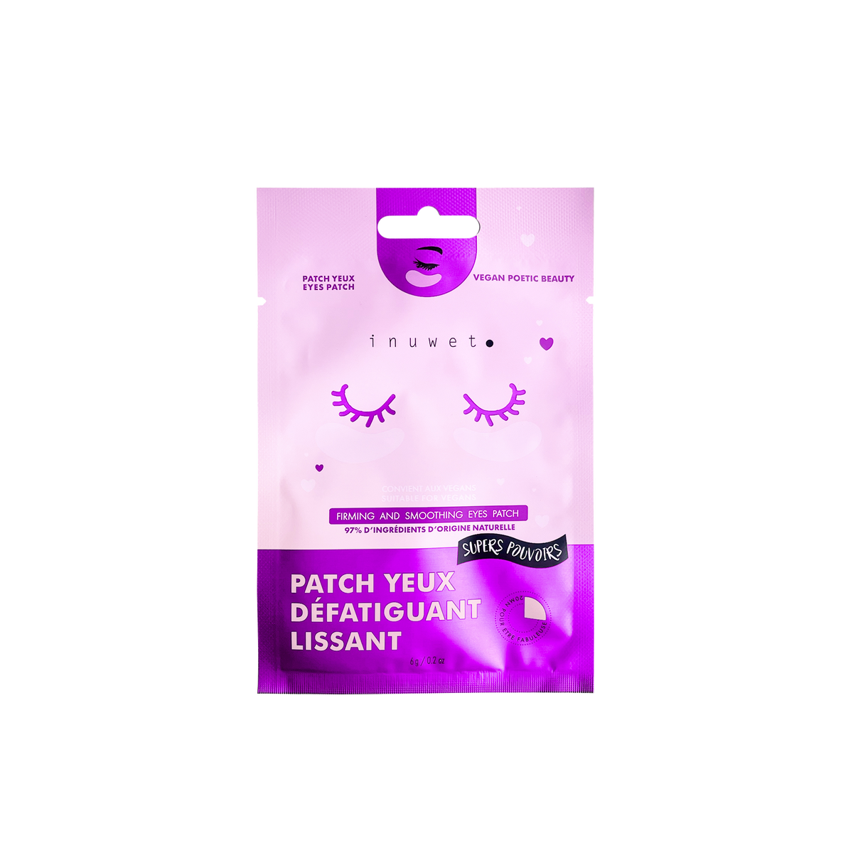 INUWET Masque tissu Patch pour les yeux / défatiguant lissant Mauve 5G