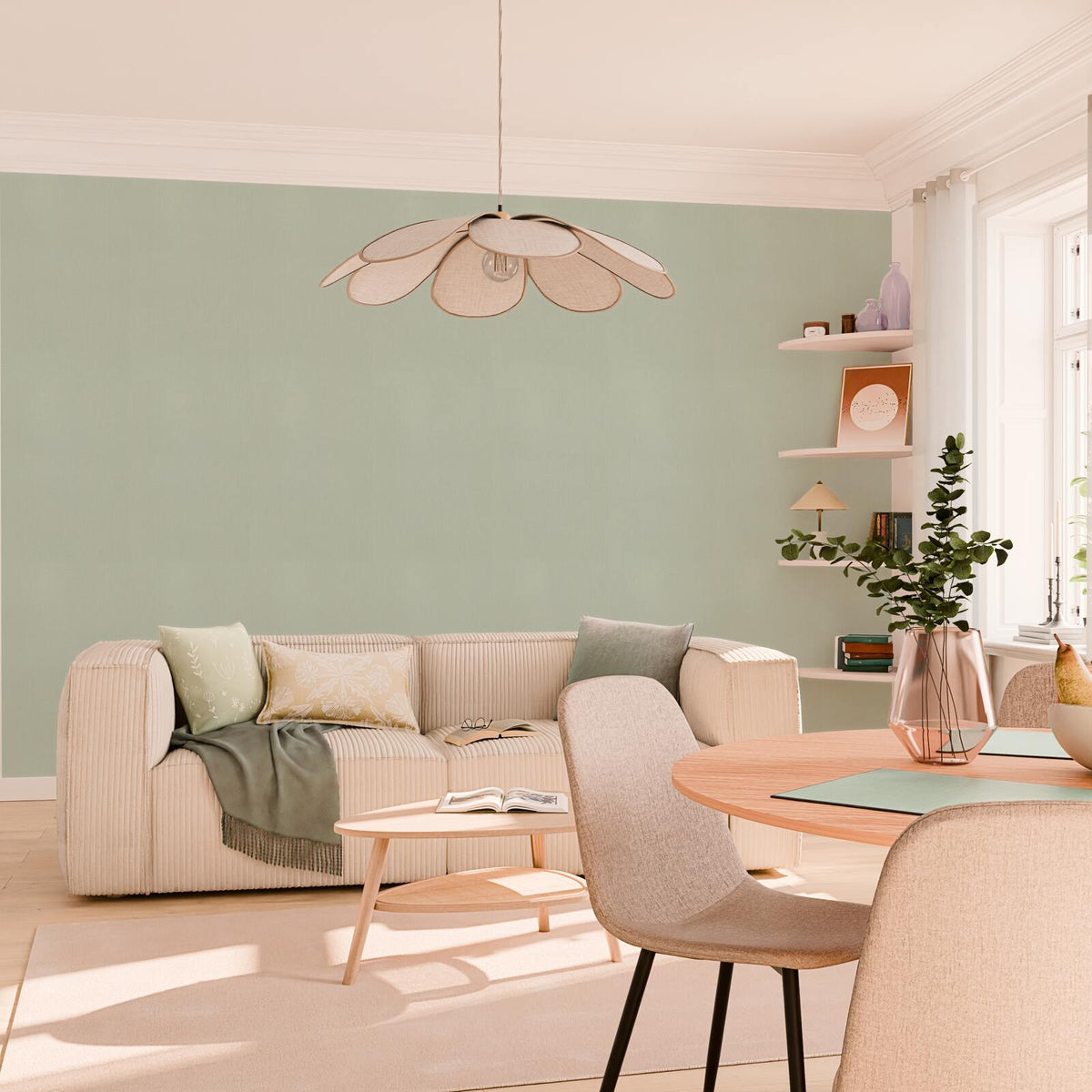 Papier peint intissé Malya Vert de gris