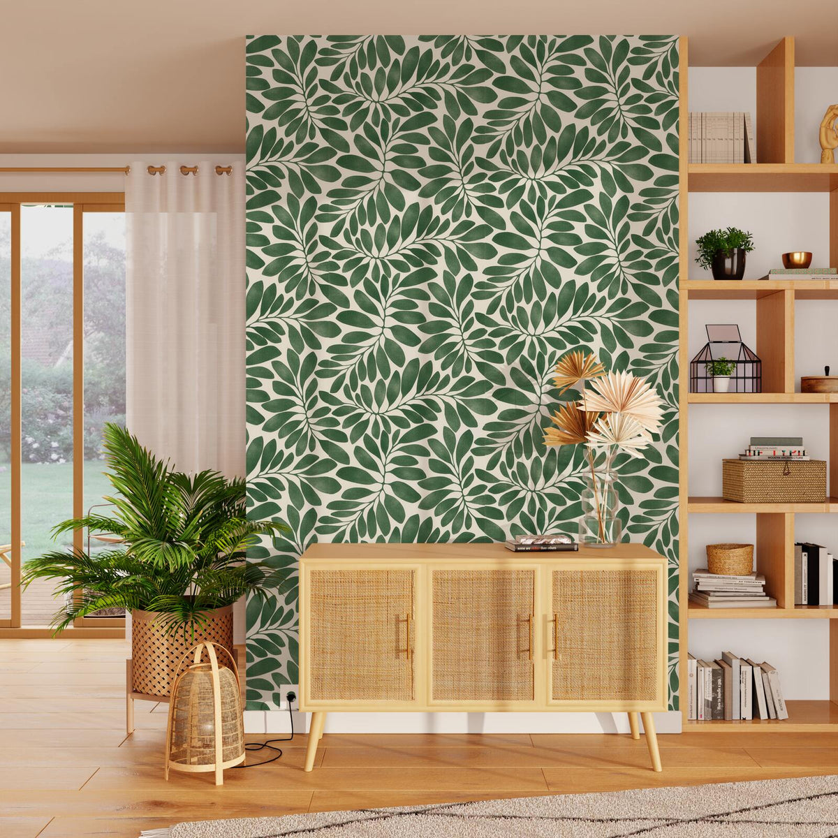 Papier peint intissé Eveleen Vert anglais