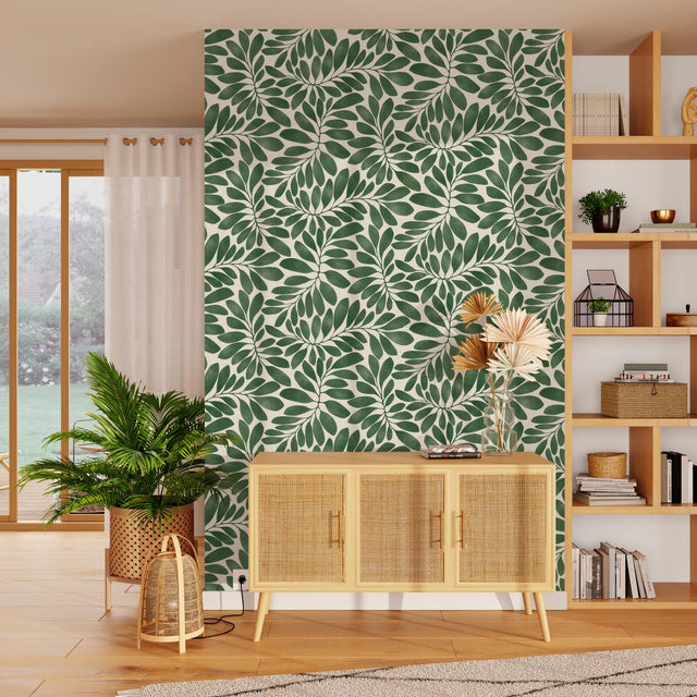 Papier peint intissé EVELEEN coloris vert anglais