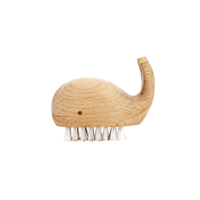 Kikkerland Brosse à récurer BALEINE coloris bois