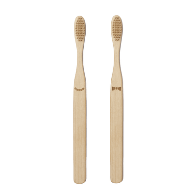 KIKKERLAND Brosse à dents X2 bambou elle&lui Bois