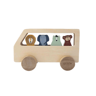 TRIXIE BABY Jeu d'éveil Bus animaux Brun