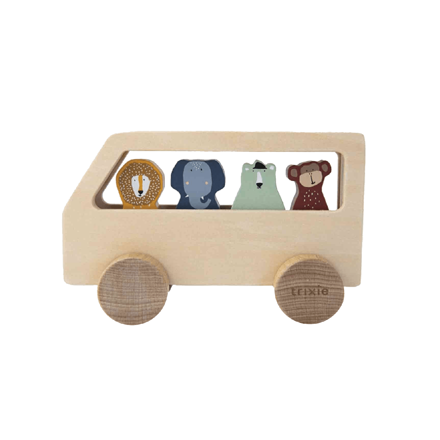 TRIXIE BABY Jeu d'éveil Bus animaux Brun