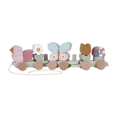 LITTLE DUTCH Jeu d'éveil Train à blocs flowers & butterflies Multicolore