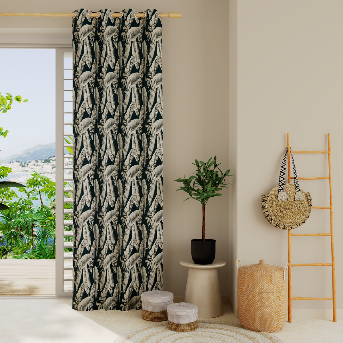 Rideau Yaho Bleu paon