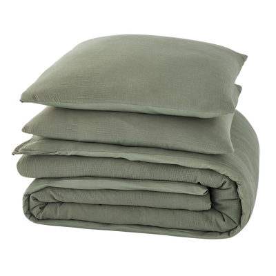 Parure de lit en gaze de coton Anokias Kaki