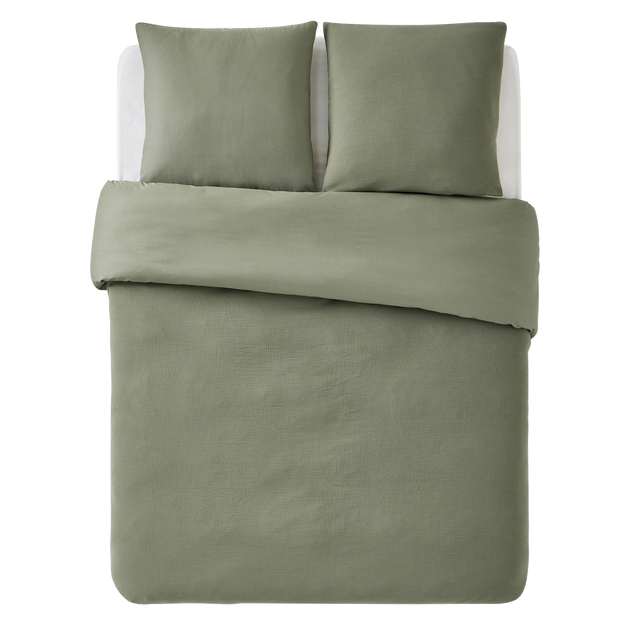Parure de lit en gaze de coton ANOKIAS kaki 240 x 260 cm