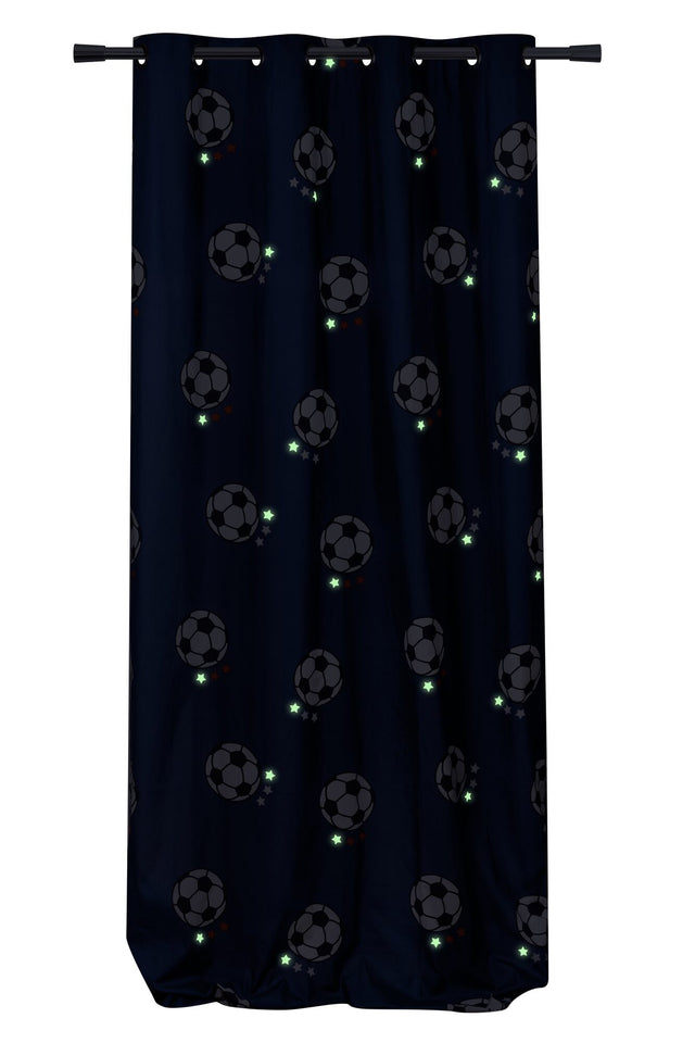 Rideau FOOT FAN coloris bleu 140 x 250 cm