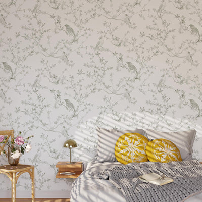 Papier peint intissé Faustine Vert de gris